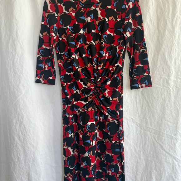 BOSS ELEIKA PRINT JERSEY SHEATH DRESS FLORAL RED BLACK Size XS - Picture 3 of 16
